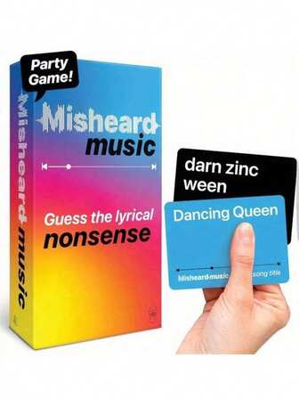 Misheard Music: The Lyric Gibberish, 500 Fast-Paced Adult Card Game, Perfect For Parties Easter Ramadan Mother's Day, No Power Required, Durable Paper Cards, Ideal For Bachelorette Parties Music Lovers, Vibrant Colored Card Game, Music Party Game Night