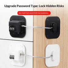 Hole-Free Refrigerator Combination Lock Tool - Durable And Robust, Simple Installation, Equipped With Sturdy Cable Connection, Anti-Pinch Design, Theft-Proof, Search-Resistant Design, Available In Basic/Key-Operated/ Passcode Variants, Multiple Styles Available, No Blue Locks - Multicolor - View 5