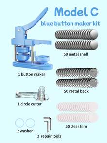 1 Set 35-55mm (1.37-2.16 Inch) DIY Badge Maker Press Machine Punch Kit, Suitable For Making Fridge Magnets, Keychains, Brooches, Badges, Includes Round Cutter, Scissors And Stickers, Portable Multifunctional Creative Press Badge Punch Kit, Ideal For Christmas, Halloween DIY Crafts And Personalized Gifts, No Installation Required - Multicolor - View 13