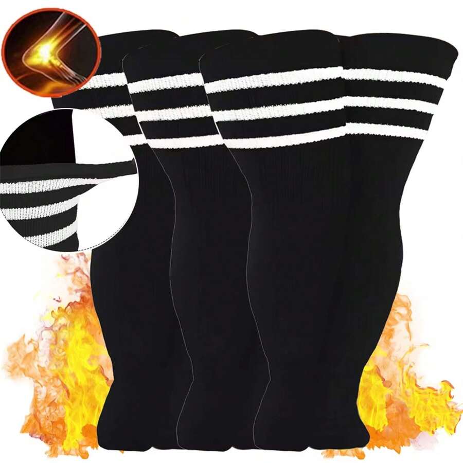 2双/1双加大码过膝袜，适合大腿粗壮的女性 - 加长款女士麻花针织过膝袜