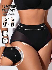 1pc Women's High Waist Shaping Panty, Seamless Tummy Control And Butt Lifting, For Everyday Wear - Black - View 1