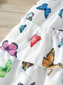 2pcs/Set Girls' Summer Sling Printed Skirt Outfit, Casual Party Wear, Suitable For 4-8 Years Old - Multicolor - View 6