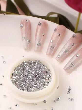 Sınır Ötesi Özel Tırnak Sanatı Kalın Simli Mikro Kristaller - Işıltılı Fantastik Rhinestone Taşlar, Sivri Uçlu Şeffaf Mikro Elmaslar Tırnak Süslemeleri İçin