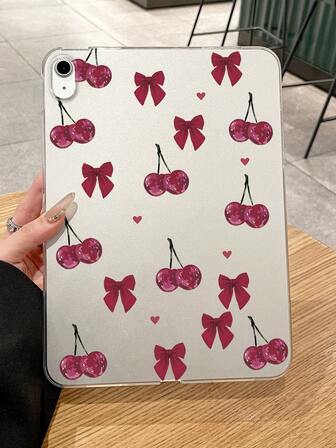 Funda para tableta con patrón de cerezas y lazos lindos de San Valentín, cubierta estética resistente a golpes, compatible con iPad de 11.a generación, iPad de 10.a generación, casos y accesorios iPad A16