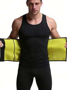 1 Piece, High-Elasticity High-Pressure Fitness Waist Belt For Fat Burning, Core And Abdominal Sculpting - Self-Adhesive Black/Yellow Sweatproof Waistband For Running Training, Multi-Scenario Body Shaping And Posture Support - Multicolor - View 3
