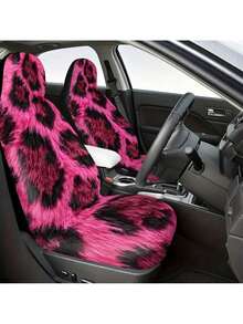 Rose Red Warm And Stylish Printed Car Seat Covers - Perfect Gift For Girlfriend, Wife, Or Mother - Personalized Decorative Universal Fit Car Front Seat Protectors - Soft And Warm Seat Covers - 彩色 - 查看 1