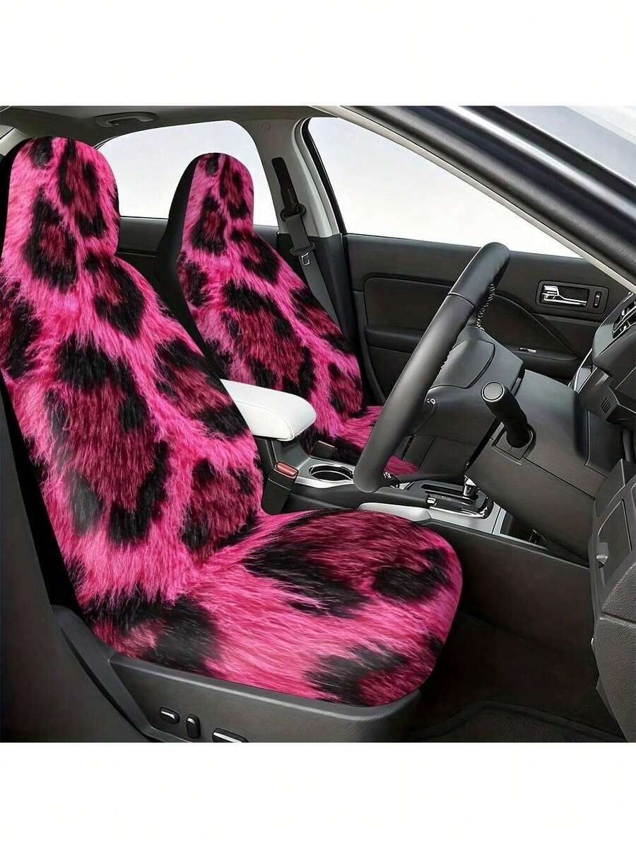Rose Red Warm And Stylish Printed Car Seat Covers - Perfect Gift For Girlfriend, Wife, Or Mother - Personalized Decorative Universal Fit Car Front Seat Protectors - Soft And Warm Seat Covers - 彩色 - 查看 1