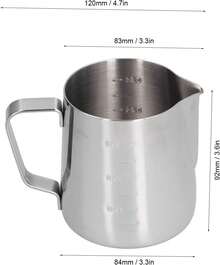 14oz 400ml Taza de Espuma de Acero Inoxidable con Pico Puntiagudo Jarra Artística para Café Jarra para Vapor de Leche con Escala para Hacer Café Uso en la Cocina en el Hogar - 1 - Ver 3