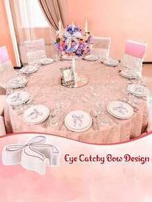 1/10/30pcs Elegant Pink Bow Table Cards - Blank Name Cards, Suitable For Wedding, Birthday And Party Decoration, Perfect Match With Tablecloth And Celebration Events, Party Supplies | Elegant Tabletop Decor | Decorative Bow Design, Wedding Table Decoration - Nhiều màu - Xem 4