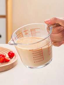 1个350毫升/500毫升/1000毫升耐热玻璃量杯，带精确刻度和手柄，多用途大容量可堆叠收纳，适用于咖啡量杯、透明容器量具、多功能厨房工具，也适用于面粉、鸡蛋、牛奶、水和烘焙用量杯/量壶等。厨房小工具，厨房配件