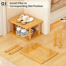 1set, Bamboo Shoe Rack - Vertical Shoe Rack For Small Spaces, Tall Narrow Shoe Rack Organizer For Closet Entryway Corner Garage And Bedroom,Skinny Shoe Shelf With Free Stackable DIY-Suitable For Various Rooms, Dormitories. - Multicolor - View 4