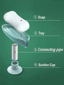 1/2pcs Leaf Shape Soap Dish With Drain Outlet, Soap Container With Suction Cup At The Bottom, Plastic Drain Self-Adhesive Soap Holder, Soap Holder Tray Tool For Kitchen And Bathroom, Soap Box, Bathroom Storage And Organization Items, Bathroom Gadges, Multipurpose Soap Storage Shelf, Storage Rack, Bathroom Accessories(Grey, Green) Home Bathroom Decor, Summer Back To School - Leaf Soap Box - View 7