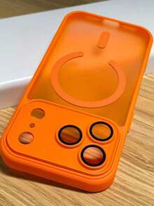 1个奢华简约商务磨砂透明触控手机壳，适用于 17 Air 16 15 14 13 12 11 Pro Max Plus，柔软TPU后盖 - 橘色 - 查看 4