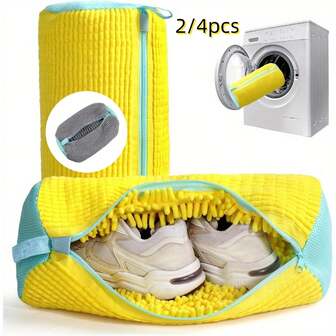 2个装加厚鞋袋，适用于各种鞋型 - 拉链封口，柔软保护内衬，完美适用于运动鞋和日常鞋履，洗衣网袋，专用懒人鞋袋，家用洗衣机专用洗鞋袋，防变形鞋袋