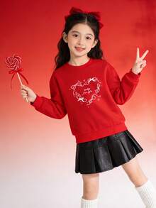 Balabala 2-5Y Girls' Fleece Sweatshirt, Warm & Soft, Cute Long Sleeve Spring Top