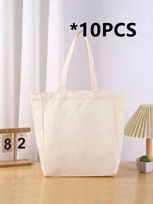 10/5/3/1件装多功能帆布手提袋，大容量购物旅行手提包，可重复使用的日常购物袋，可折叠帆布袋（适用于DIY绘画），单肩帆布手提袋，可重复使用的手提包，帆布手提袋，适合日常使用和旅行，多隔层学生手提包，非常适合海滩，旅行帆布手提袋，理想的圣诞礼物，可重复使用的帆布手提袋 - 彩色 - 查看 17