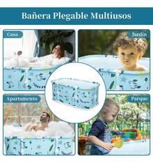 Bañera de Spa Plegable Portátil 1 ud., Bañera con Cojín - Ahorra Espacio y Soporte para la Espalda, Sin Necesidad de Electricidad, Ideal para Uso en el Hogar, Regalo Perfecto para Navidad y Halloween - Celeste - Ver 6