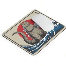Teegarb Letter Blanket Mouse Pad Catzilla Gato Ilustración Japonesa Divertida Tapete para Mouse Base Caucho Antideslizante Alfombrilla Oficina Laptop Escritorio Regalo Original Estilo Anime Mousepad - Catzilla - Ver 5