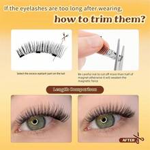 磁性假睫毛套装，带贴片器，可重复使用，无需胶水，卡通造型，自然蓬松，轻巧眼部化妆工具，适合美容、旅行、派对、圣诞节和新年礼物 - 濃密款 - 查看 10
