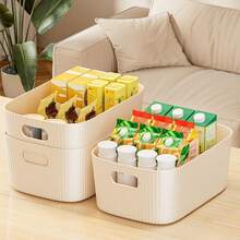1pc/2pcs/3pcs Beige Desktop Storage Box, Suitable For Storing Cosmetics, Sundries, Snacks, Toys, Etc. Can Also Be Used As Storage Basket, Rectangular Storage Basket, Storage Box, Ladies Storage Box, Travel Supplies, Back To School Supplies, Dorm Storage Box - Multicolor - View 8
