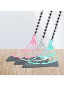 1/2 Pack Multi-Functional Magic Broom, Extra Long & Thick Version, 96cm/37in Stainless Steel Handle, Rubber & Silicone Strips, Floor Sweeper, Car Windshield Wiper, Slouchy Broom, Suitable For Kitchen, Bathroom, Living Room, Shower - Multicolor - View 1