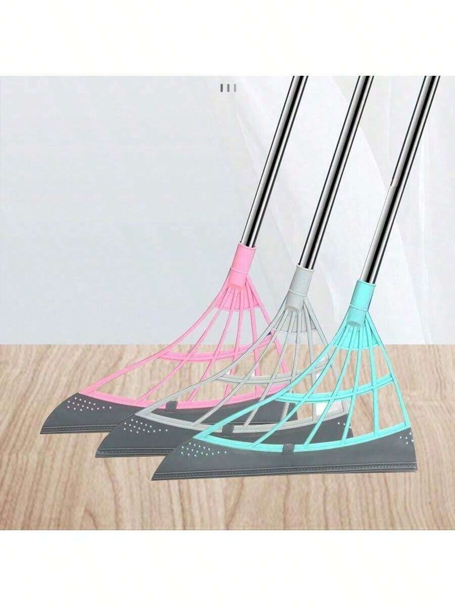 1/2 Pack Multi-Functional Magic Broom, Extra Long & Thick Version, 96cm/37in Stainless Steel Handle, Rubber & Silicone Strips, Floor Sweeper, Car Windshield Wiper, Slouchy Broom, Suitable For Kitchen, Bathroom, Living Room, Shower - Multicolor - View 1