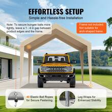 Carport-Garagenzelt, 3 x 6 m, Garagendachzelt, wasserdicht und UV-geschützt, einfache Installation mit Spanngurten, beige (nur Dachabdeckung, Rahmen nicht im Lieferumfang enthalten) - 10 x 20 - Übersicht 5