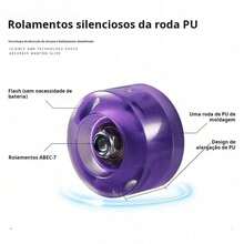 Kids' 4-Wheel Roller Skates With Rainbow Lights, LED And Glitter, Premium Model, Adjustable Size + Protective Gear Kit - 鞋子+防護-粉紅色 - 查看 6