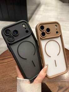 Carcasă de telefon semi-transparentă cu protecție magnetică pentru lentilă de cameră, cu încărcare wireless, compatibilă cu 17 Pro Max, 17 Pro, 17 Air, 17, 16, 15, 14, 13, 12, 11 Pro Max, carcasă spate Armor Plus