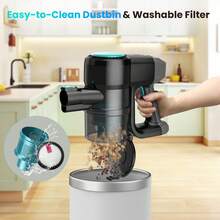 INSE Cordless Stick  Vacuum Cleaner, Powerful Suction Vacuum With Telescopic Tube, LED Display, Lightweight Vacuum Cleaner, Multifunction Vacuum Cleaner  For Hardfloor, Carpet, Pet Hair, Home Gifts, Cyan - US A Type Plug(110-127V) - View 6