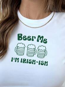 Infant "I'm Irish, Beer Me" Mini Rib Knit T-Shirt, St. Patrick's Day, Pub Crawl Party Casual White - White - View 3