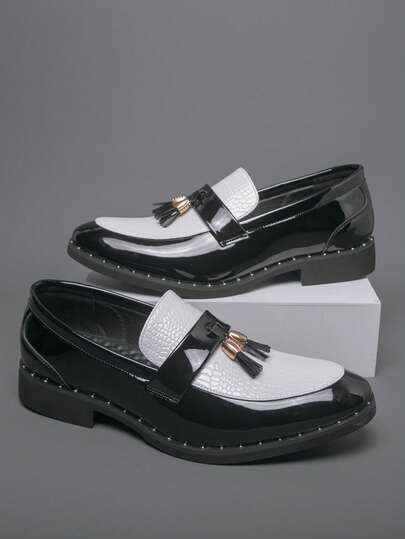 男士尖头复古英伦风流苏乐福鞋，舒适休闲办公正装鞋，适合婚礼等场合