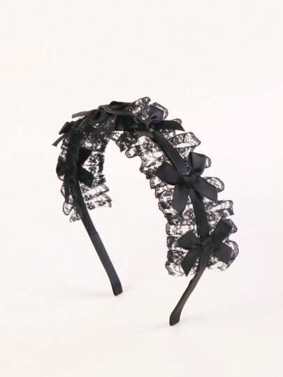 优雅蝴蝶结蕾丝装饰发箍，情人节礼物，发带，发箍头饰，黑色发饰，家居卧室装饰