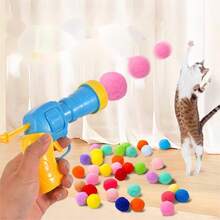 20/50 piezas Juego de juguetes interactivos para gatos, incluye lanzador y bola de peluche, adecuado para la interacción de gatos en interiores, juguetes para mascotas, juguetes para gatos, regalo para fiestas - Multicolor - Ver 4