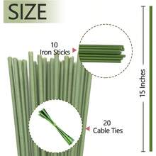 10 estacas de plantas varillas de plantas color verde de jardín plegable para plantas de interior y exterior plantas en maceta flores de orquídea peonía rosa 15 pulgadas - Verde - Ver 3