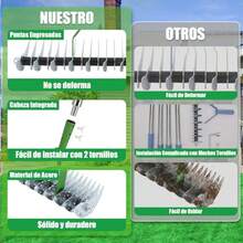 Rastrillo de Paja de 669 Pulgadas de Acero Al Carbono Robusto Rastrillo de Césped con 4 Postes Desmontables para Limpiar Césped Muerto Jardín - 211 - Ver 3