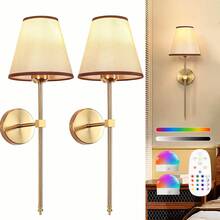 Lampu Dinding Bertenaga Baterai, Lampu Dalam Ruangan dengan Kap Lampu Kain Tanpa Kabel, Lampu Dinding Isi Ulang Nirkabel 15 Warna yang Dapat Diredupkan dengan Kontrol Jarak Jauh, Cocok untuk Kamar Tidur, Ruang Tamu, dan Lorong - 15 warna - View 10