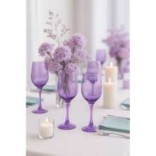 LAV, Juego de Copas de Vino Tinto Cristal Resistente, Variedad de Colores para Eventos, Bodas, Fiestas, Banquetes (, )(24 Malva) - Multicolor - Ver 5