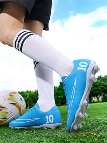 Unisex Youth Sports Football/Soccer Shoes, Campus Student Boys Girls Football Training Shoes, Long Studs Anti-Slip, Good Foot Feel, Lightweight & Comfortable - 藍色 - 查看 6