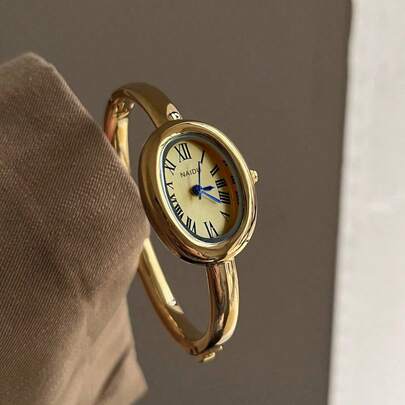 GUANQIN 1件装小巧复古奢华女士手镯腕表，时尚简约优雅防水不锈钢石英表，适合日常佩戴、生日礼物、万圣节、圣诞节、父亲节、学生、节日、约会、商务场合等。