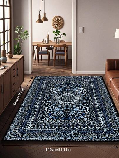 1pc Bohemian Vintage Design Area Rug, Geometric Pattern Polyester Rectangular Easy Care Washable Non-Slip Backing Area Carpet, Suitable For Living Room, Hallway, Bedside, Sitting Room, Bedroom, Office, Kitchen, Farmhouse Home Decor