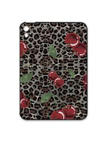 Leopard Print Cherry Pattern Matte IPad Case - Shockproof Protective Cover, Aesthetic Tablet Accessories, Compatible With IPad 11th Generation, IPad Cases, Kindle Cases - Black - View 8