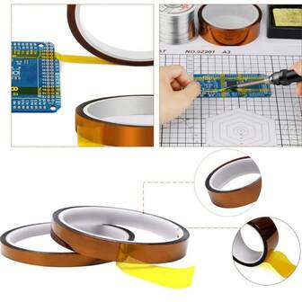 Cinta de poliéster resistente a altas temperaturas, cinta aislante antiestática, resistente al calor, cinta de película de poliimida, sin residuos, aislamiento, resistente al calor, cinta para dedos de electricista, cinta resistente al calor, adecuada para placas de circuitos, cables de datos de teléfonos móviles y protección contra la sublimación del calor de las baterías