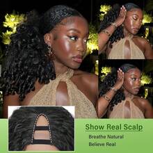 Afro Wig V Part Kinky Curly Wigs For Black Women Wear And Go Glueless Wig With Unique Bouncy Curls In The End, Synthetic No Leave Out Clip In - Nhiều màu - Xem 6