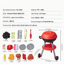 28 PCS BBQ Grill Playset, Kids Toys Kitchen Playset With Sound & Light, Little Chef Play, Interactive Grill Play Food Cooking Playset Barbecue Toy Grill For Toddlers Boys Girls 3-5 Birthday Gift - 彩色 - 查看 7