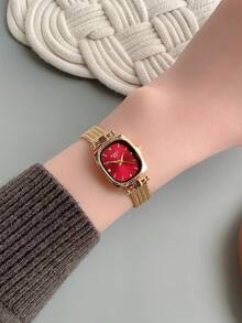 1pc Gold Women's Quartz Watch Exquisite Fashionable And Simple Suitable For Daily Matching Birthday/Graduation Gifts Casual Gatherings And Banquets - Gold - View 2