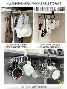 1个双排马克杯架，带12/6个挂钩，免打孔收纳架，适用于橱柜，可悬挂杯子，节省空间，可用作厨房收纳架、洗碗海绵沥水架、家居装饰、厨房公寓配件、万圣节/圣诞节礼物、母亲节礼物、送给妈妈的礼物 - 彩色 - 查看 8