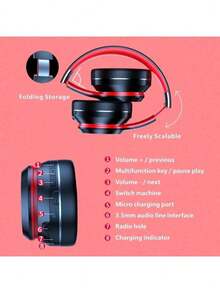 Tai nghe Bluetooth Lenovo HD200, Tai nghe không dây có thể gập lại dành cho máy tính, Tai nghe chơi game âm thanh nổi HIFI khử tiếng ồn - màu đen - Xem 3