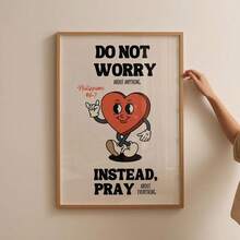 1幅复古基督教帆布海报（带框/不带框），腓立比书经文，简约励志墙饰，适用于公寓、客厅、卧室、现代家居装饰 - 彩色 - 查看 1