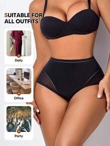 1pc Women's High Waist Shaping Panty, Seamless Tummy Control And Butt Lifting, For Everyday Wear - Black - View 5